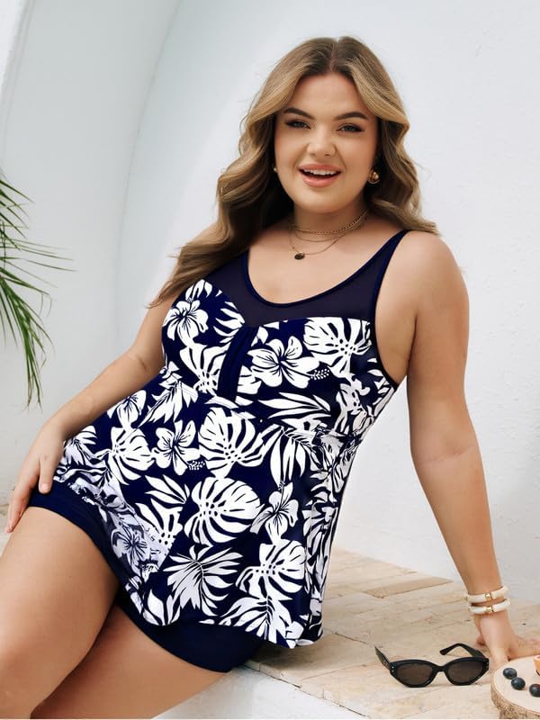 Detalle 2 de Hanna Nikole tankiniset voor dames, tweedelig met hoge taille en meshdetail