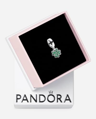 Thumbnail 3 de PANDORA Pendente a forma di trifoglio Moments in argento Sterling con cristallo verde reale