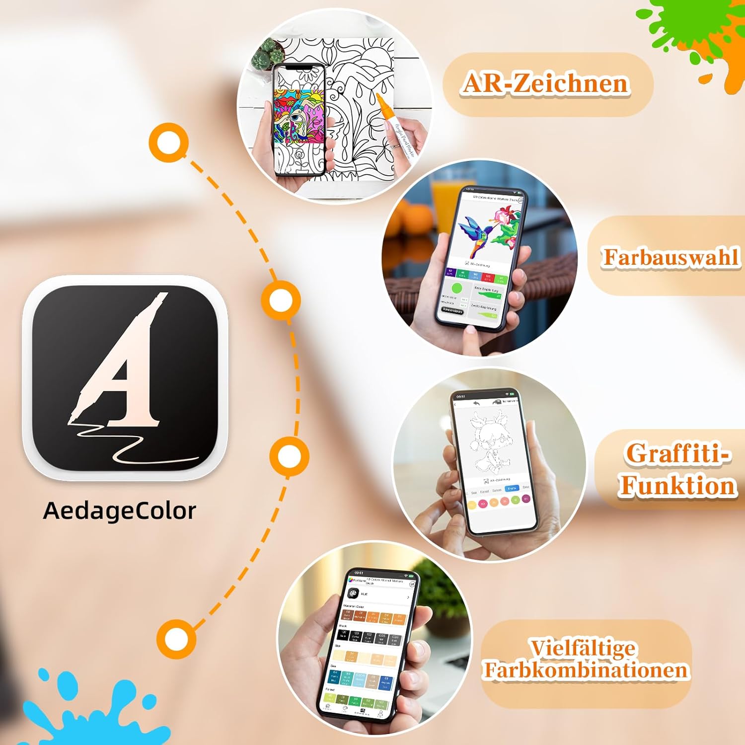 Thumbnail 2 de AEDAGA 120 Farben nummerierte Acrylstifte Set mit App & Doppelspitze