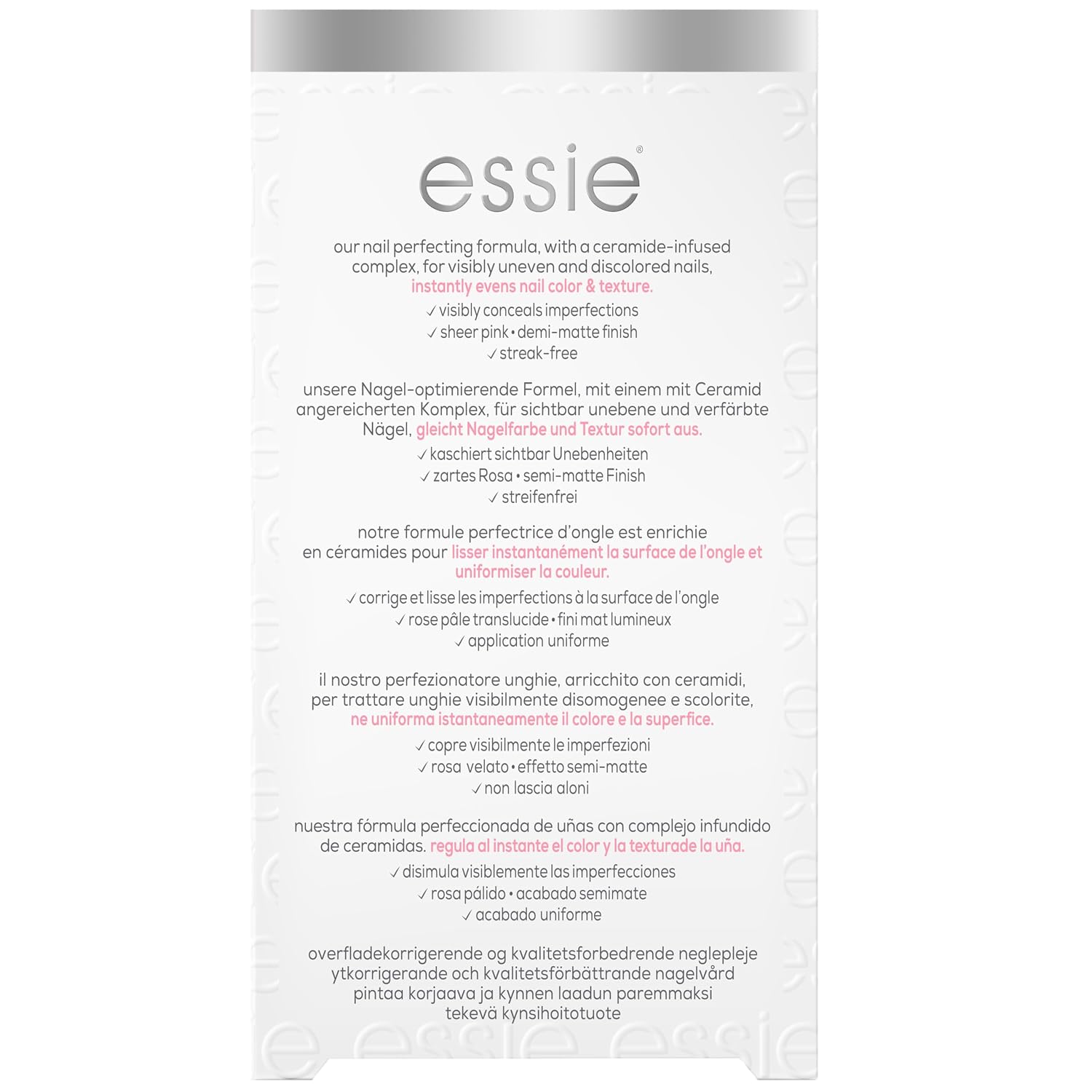 Detalle de essie Professional Nail Perfector Pink – Nail Perfector zum Stärken, Schützen und Pflegen