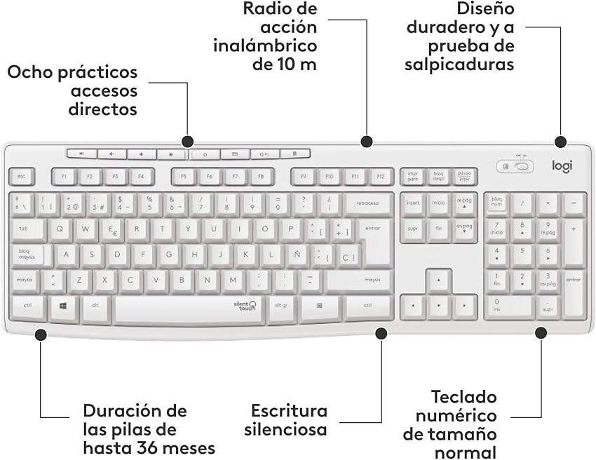 Thumbnail 5 de Logitech MK295 Teclado y ratón inalámbricos QWERTY 90% menos ruido ⌨️