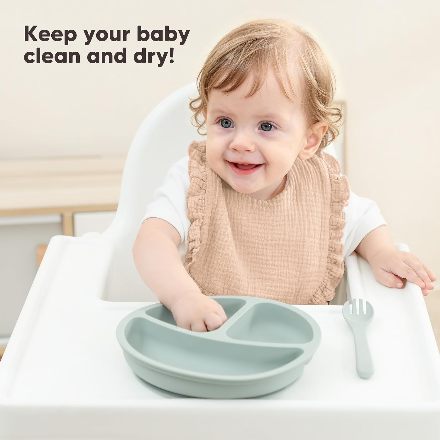 Detalle de Bearmoss Muslin Baby Bibs, 6-Pack