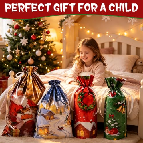 Thumbnail 6 de CNMTCCO Christmas Gift Bags – Large 16-Piece Set with 30 Tags (3D Drawstring)