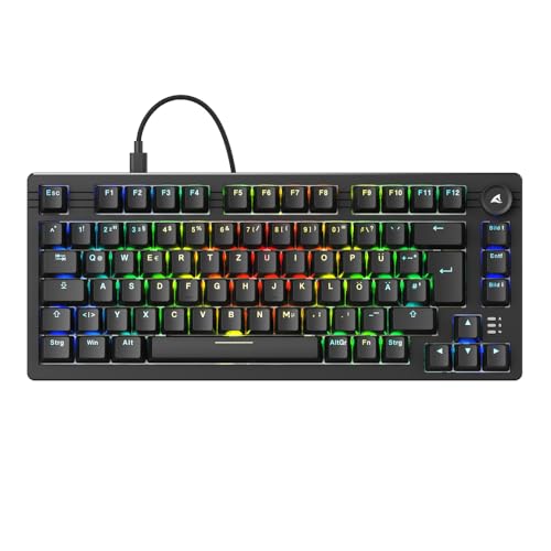 Detalle de Sharkoon SKILLER SGK25 RGB – 75% Gaming-Tastatur mit Hot-Swap und Huano RED Schaltern