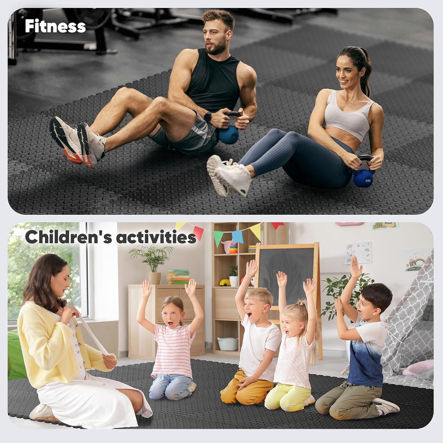 Thumbnail 6 de Nazhura GYM MATS Interlocking EVA Gym Tiles, 48 Sq. Ft., Black