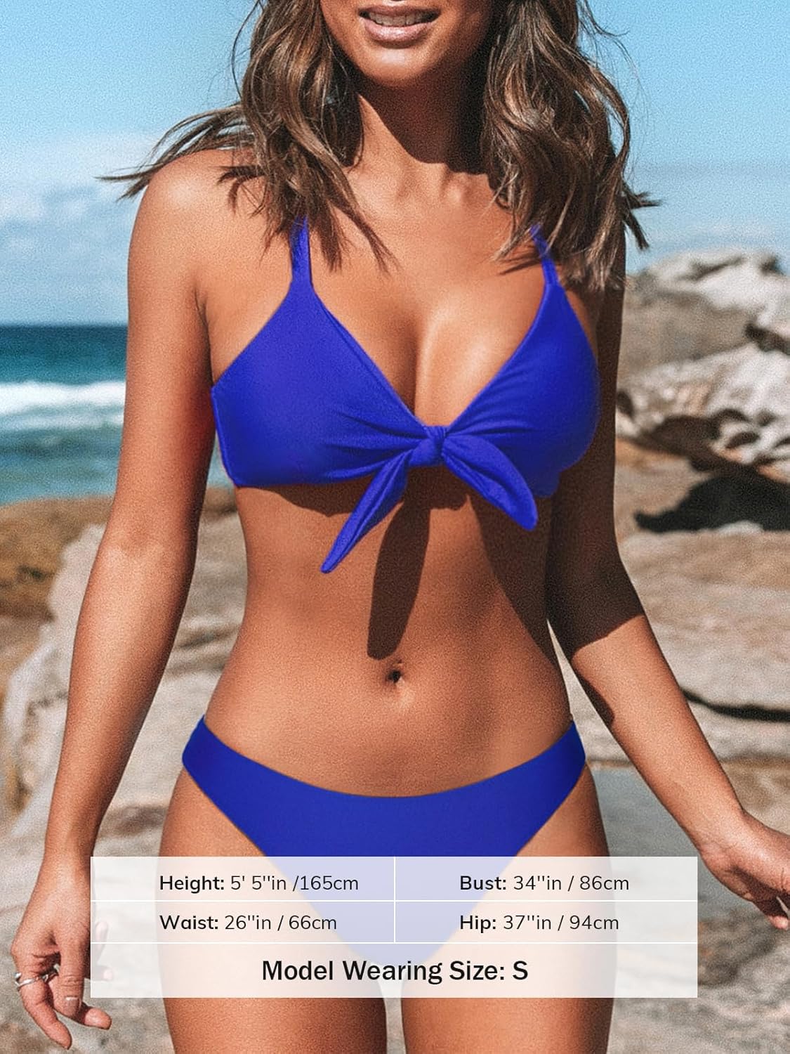 Thumbnail 3 de CUPSHE Femme Bikini Triangle à Nœud Ensemble Bikini 2 Pièces – Dos Croisé, Taille Basse