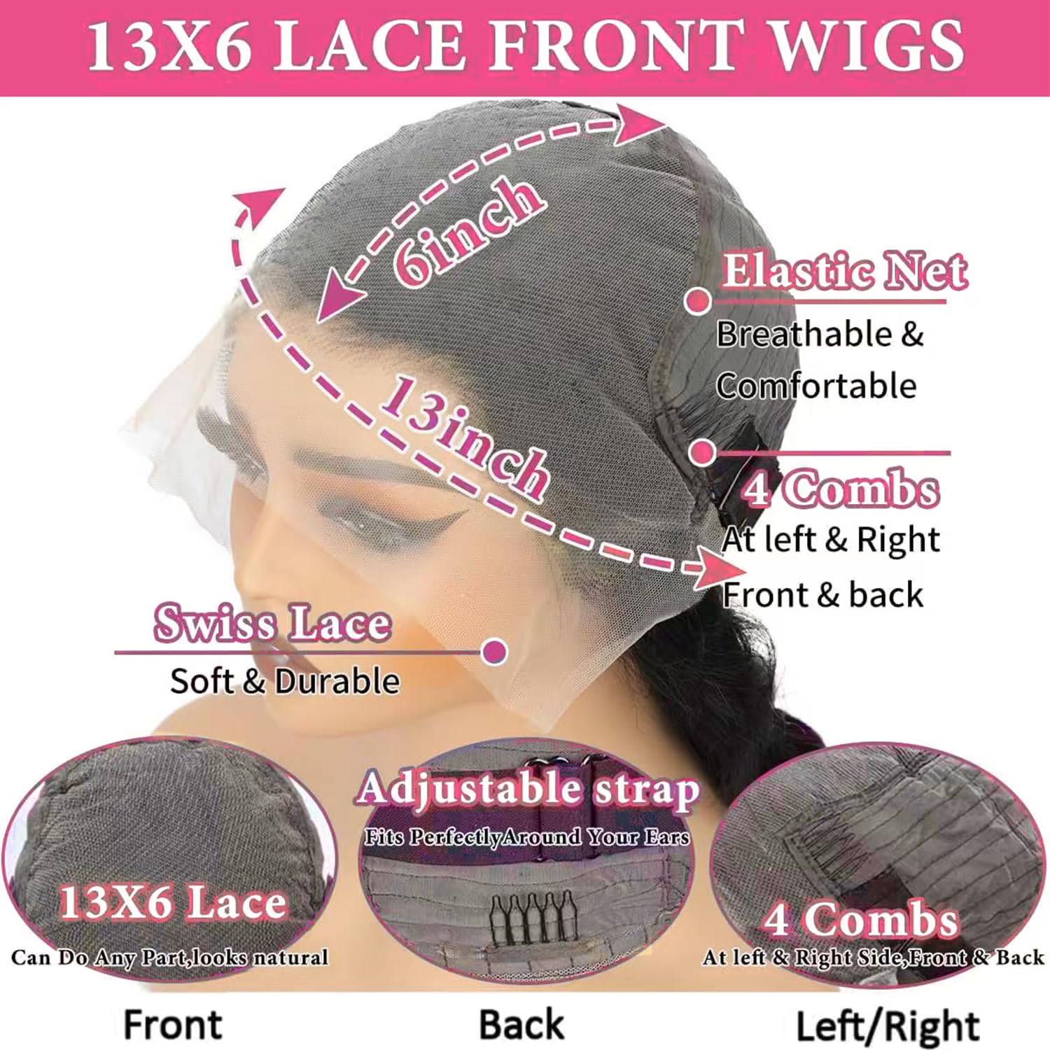 Detalle de Oxcart Human Hair Lace Front Wig, 28 Inch