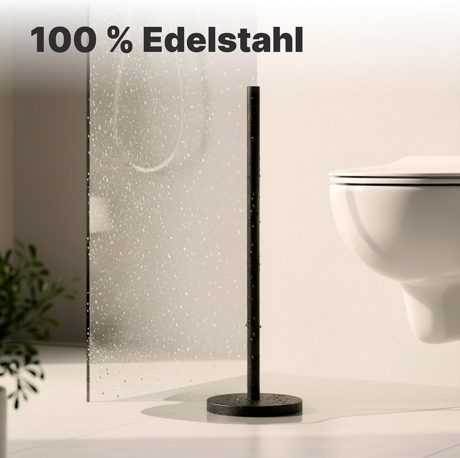 Detalle de Minismus Toilettenpapierhalter stehend – Edelstahl, kippsicherer Stand, Platz für 5 Ersatzrollen