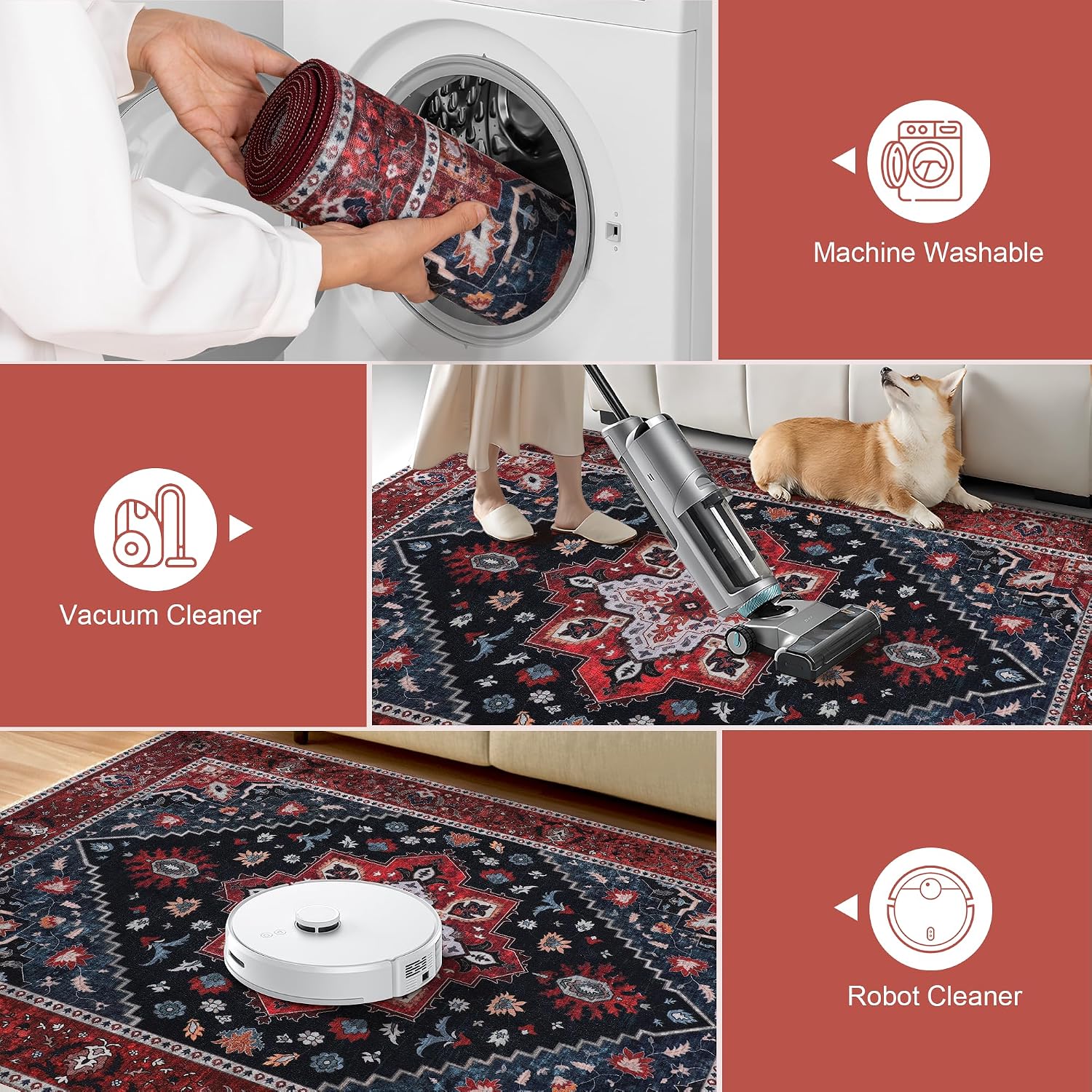 Thumbnail 4 de Ciicool Vintage Washable Area Rug 8'x10' 🏡
