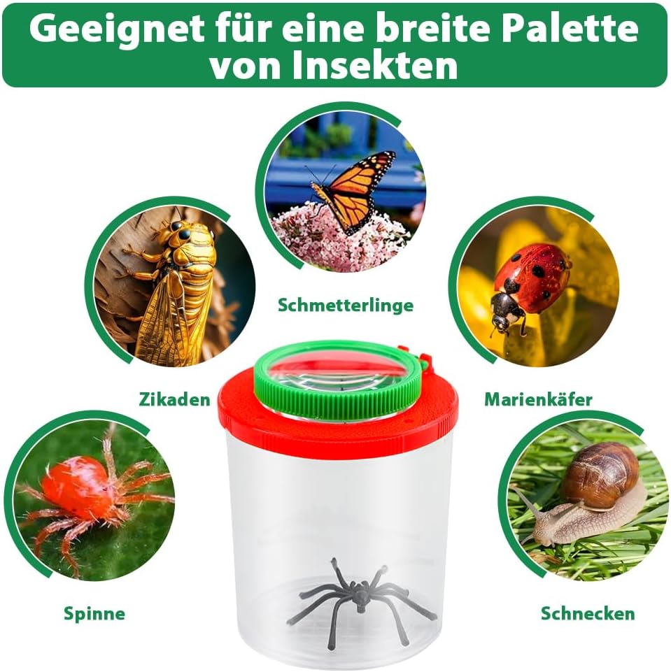 Thumbnail 4 de Aohcae 2er Becherlupe Set – Lupenglas für Kinder, Insektenfänger mit Pinzette, Clip und Ahle