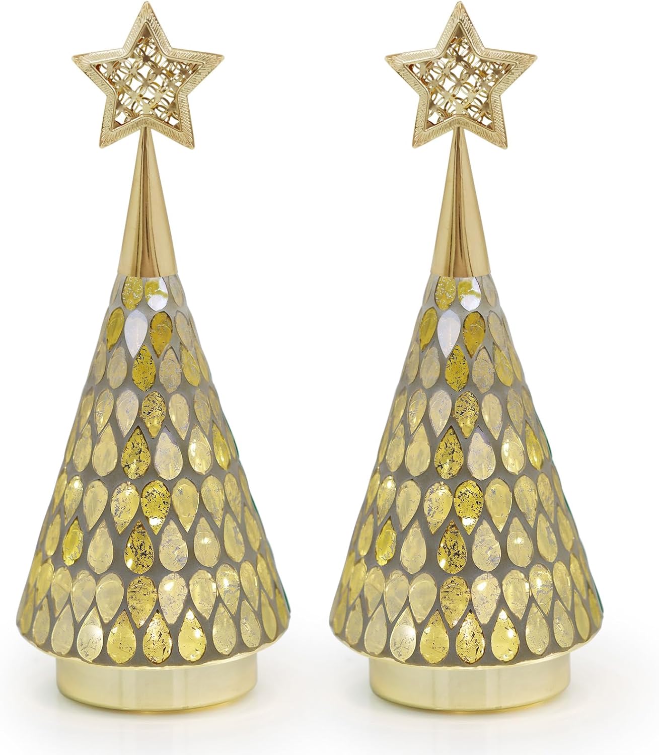 Detalle de Mosaic Glass Christmas Tree Gold 11" 🎄