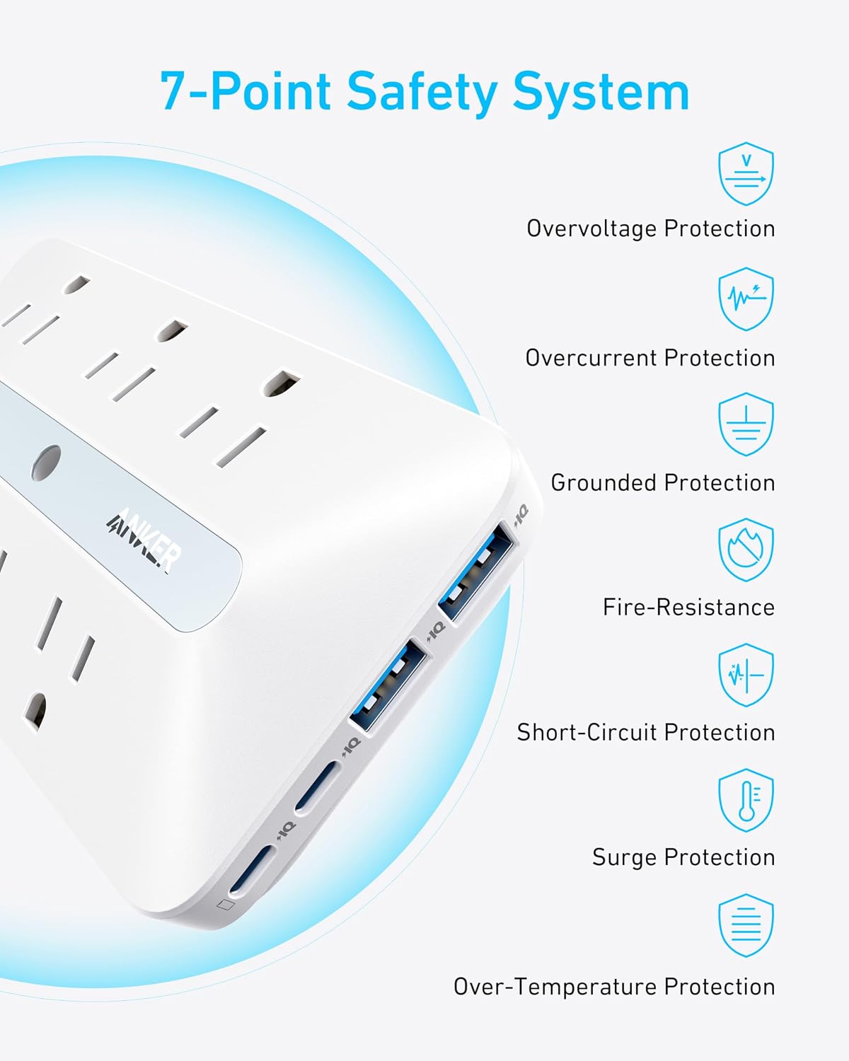 Detalle 2 de Anker A9251 10-in-1 Outlet Extender with 300J Surge Protection