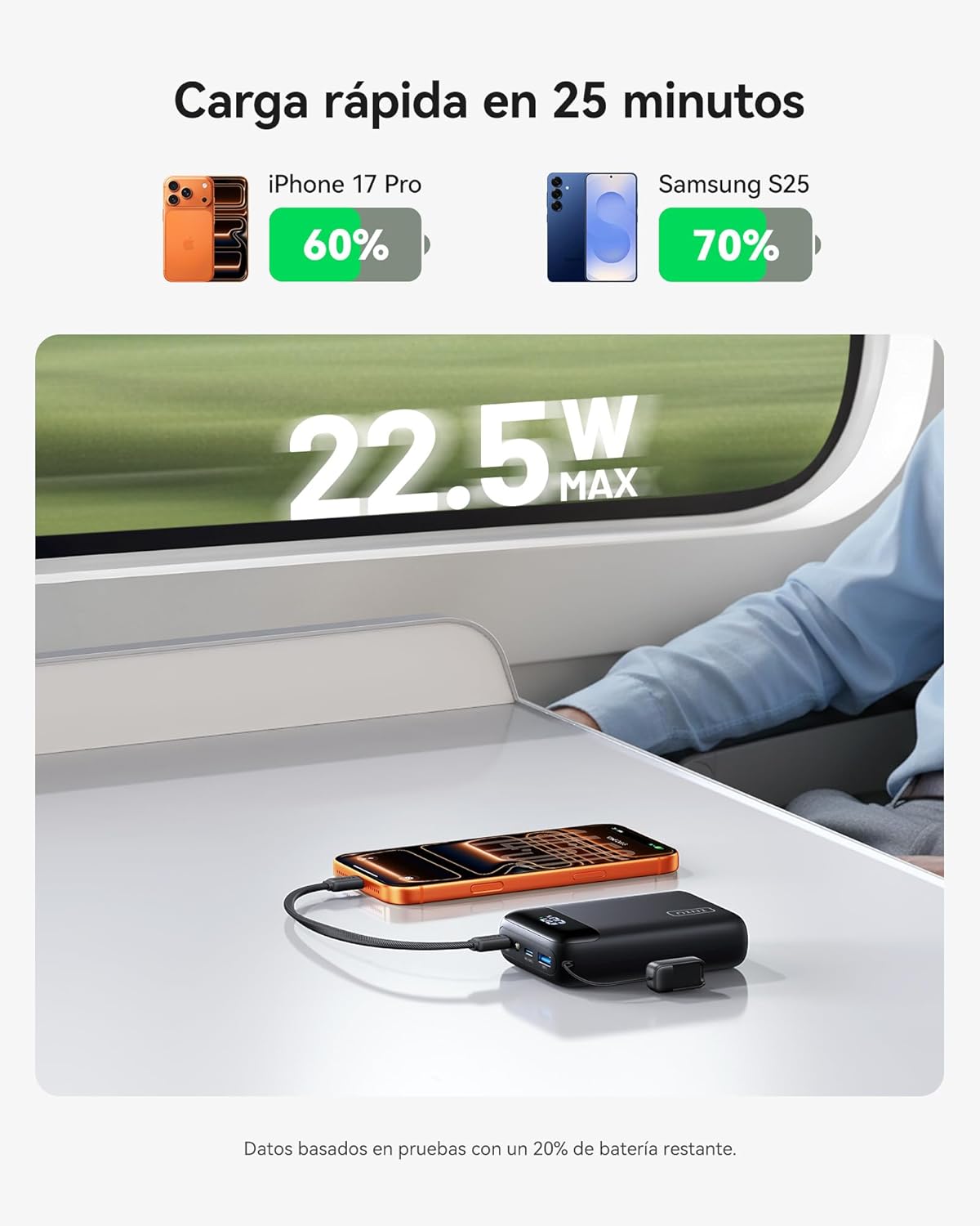 Thumbnail 3 de INIU Power Bank, Ultrapequeño 20000mAh 22,5W PD3.0 QC4.0 Bateria Externa Carga Rapida, USB C Input & Output Bateria Portatil, Powerbank Compatible con iPhone 17 16 15 14 Pro MAX Plus, Samsung, Xiaomi
