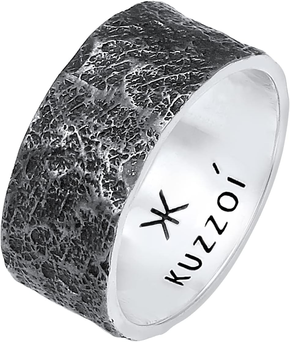 Detalle de Kuzzoi Herrenring Massiv, 10 mm, 925 Sterling Silber im Used Look (Ringgröße 60–66)