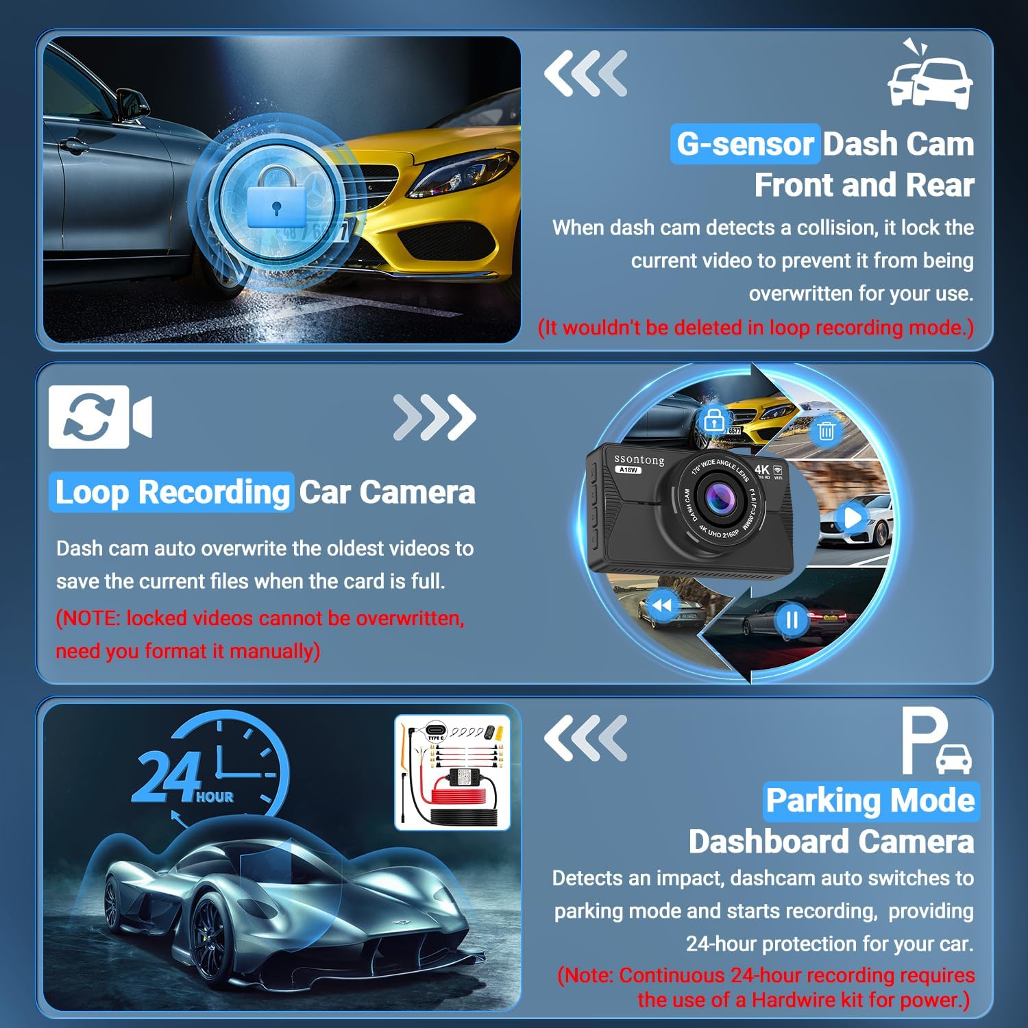 Thumbnail 6 de 4K Dash Cam Front and Rear with 64GB Card