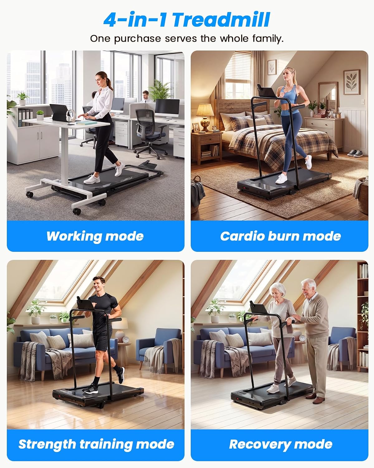 Detalle de Lacuffy BA09-F6 Walking Pad Treadmill with 6% Incline and Detachable Handlebars