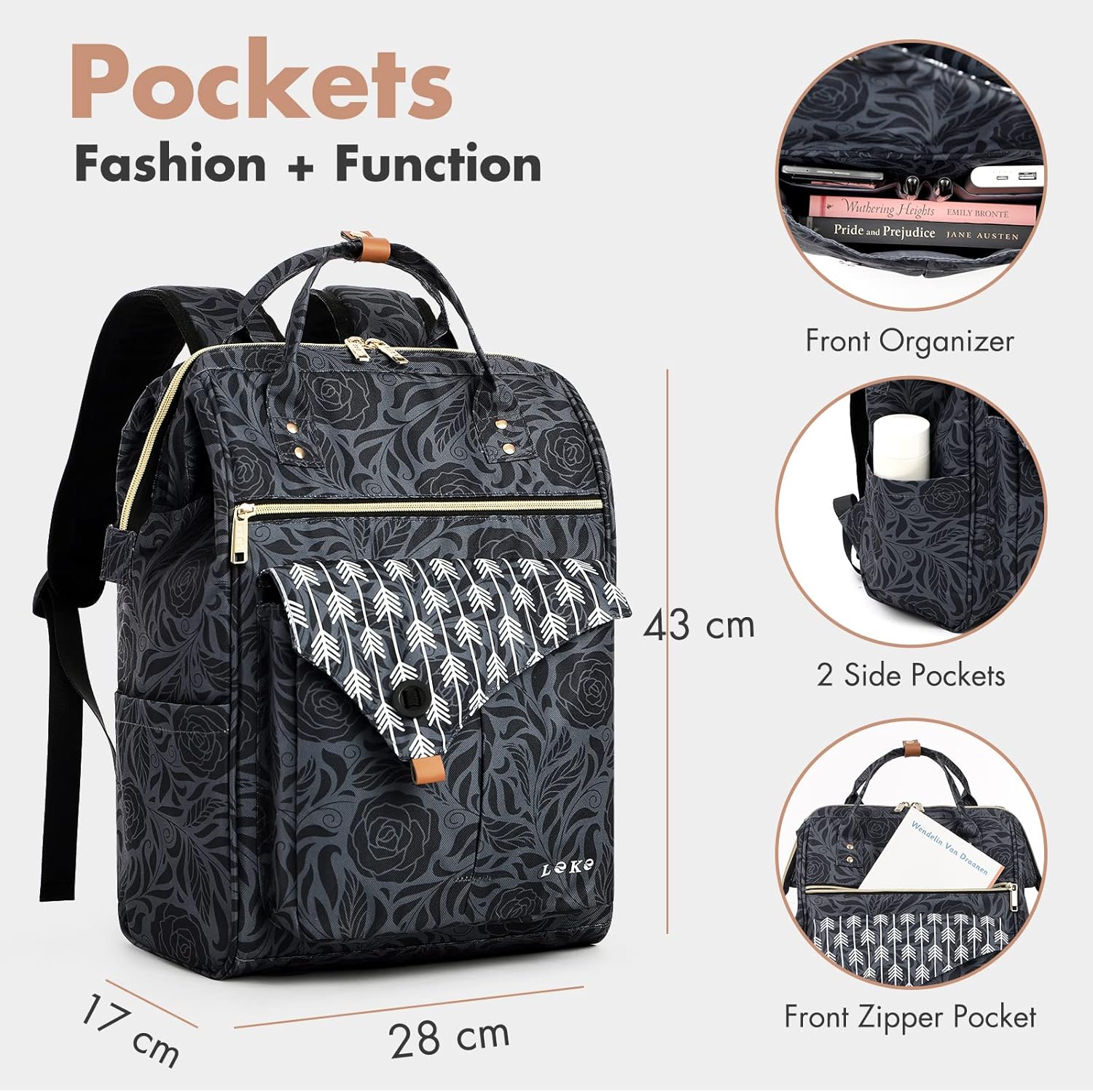 Thumbnail 2 de Lekesky Damen Rucksack 15,6 Zoll