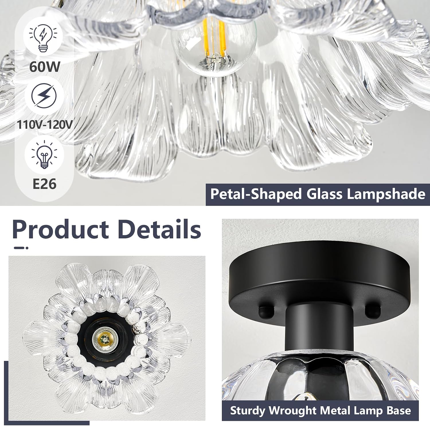 Detalle de Semi-Flush Ceiling Light, 11.02-Inch