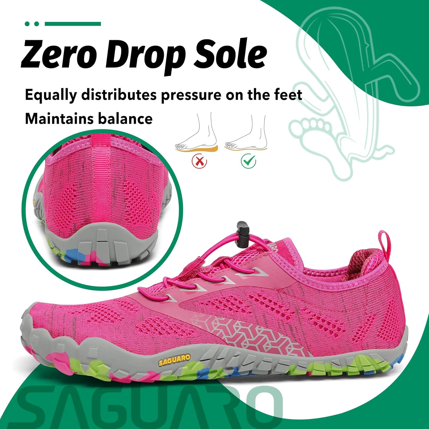 Detalle de SAGUARO Scarpe Barefoot con Dita per Trekking e Trail Running: flessibilità leggera e ancoraggio sicuro