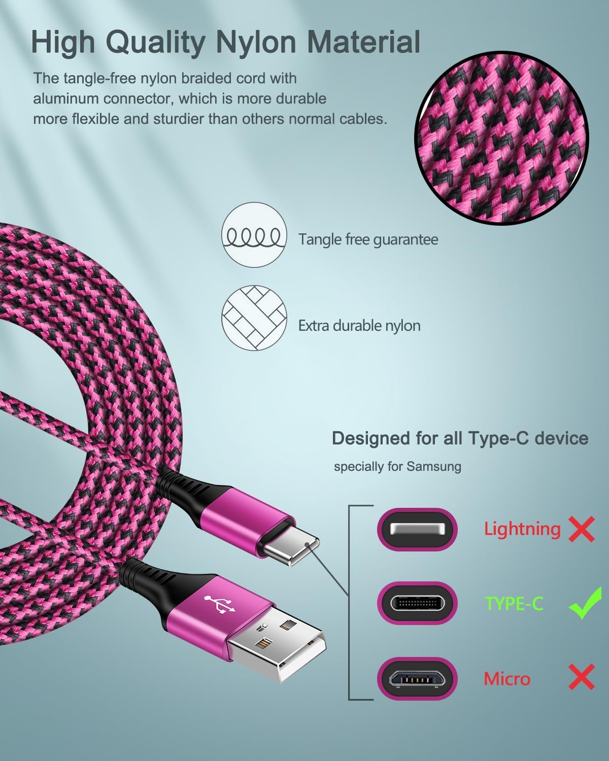 Detalle de USB Type C to A 6ft 4-Pack