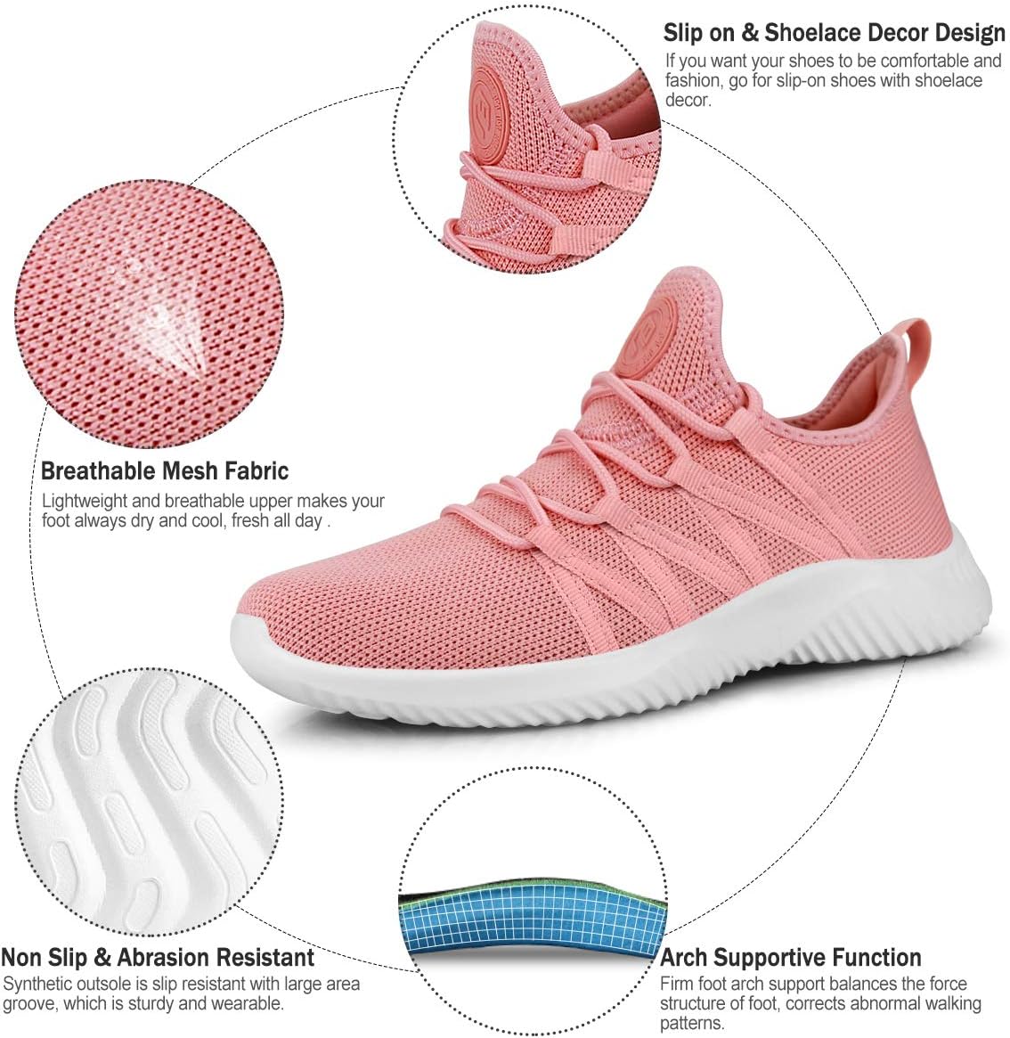 Detalle 2 de Feethit Women's Slip-On Sneakers with Mesh Upper