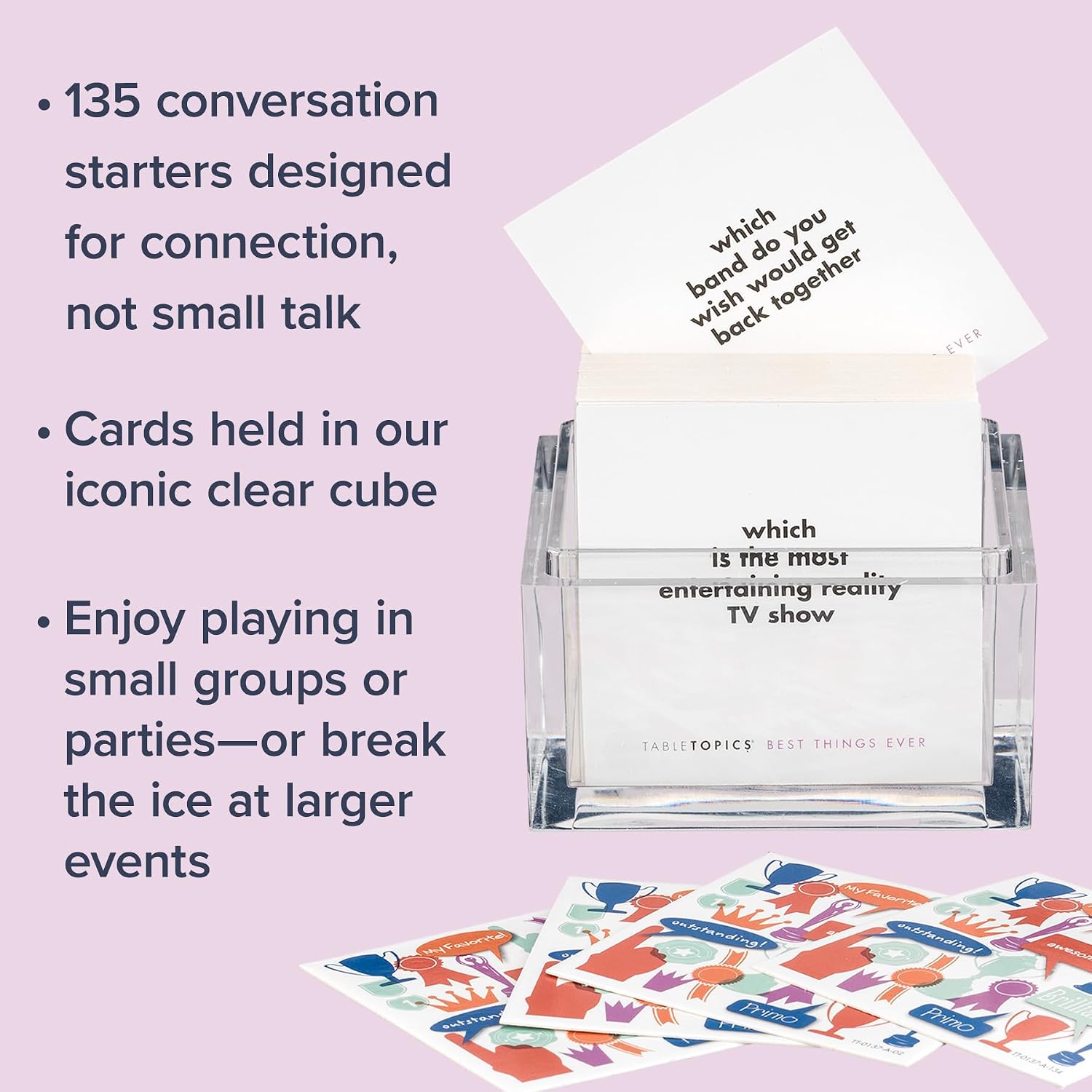 Detalle de TableTopics Conversation Card Game, 135 Cards