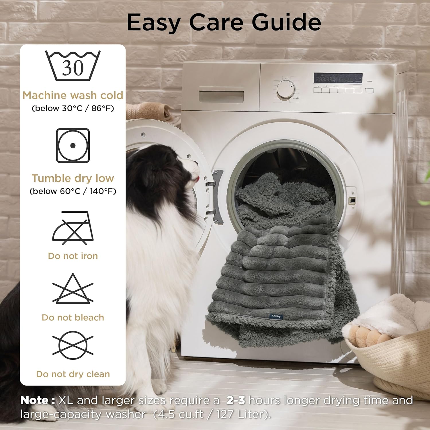 Thumbnail 3 de Bedsure Waterproof Dog Blanket (76x102cm) – Grey waterproof fleece pet throw for sofa, crate and travel