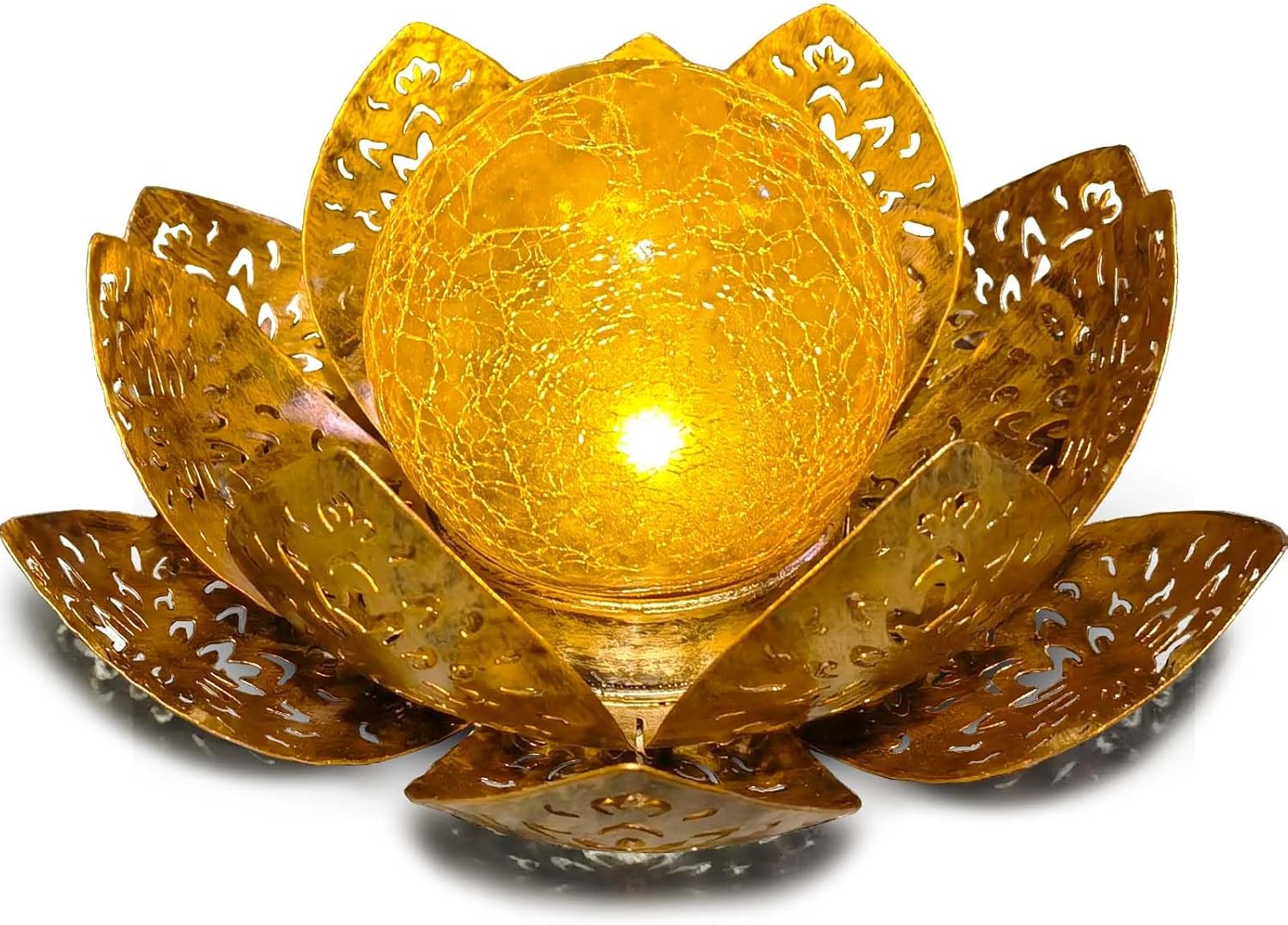 Detalle de ORHOMELIFE Solar-Lotus Gartenbodenleuchte für außen (IP65), warmweißes LED-Licht