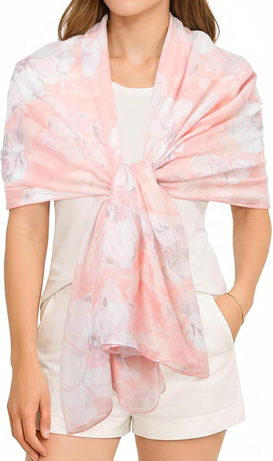 Detalle de RIIQIICHY foulard donna in poliestere 180x90 cm, grande e leggero: pashmina primaverile elegante