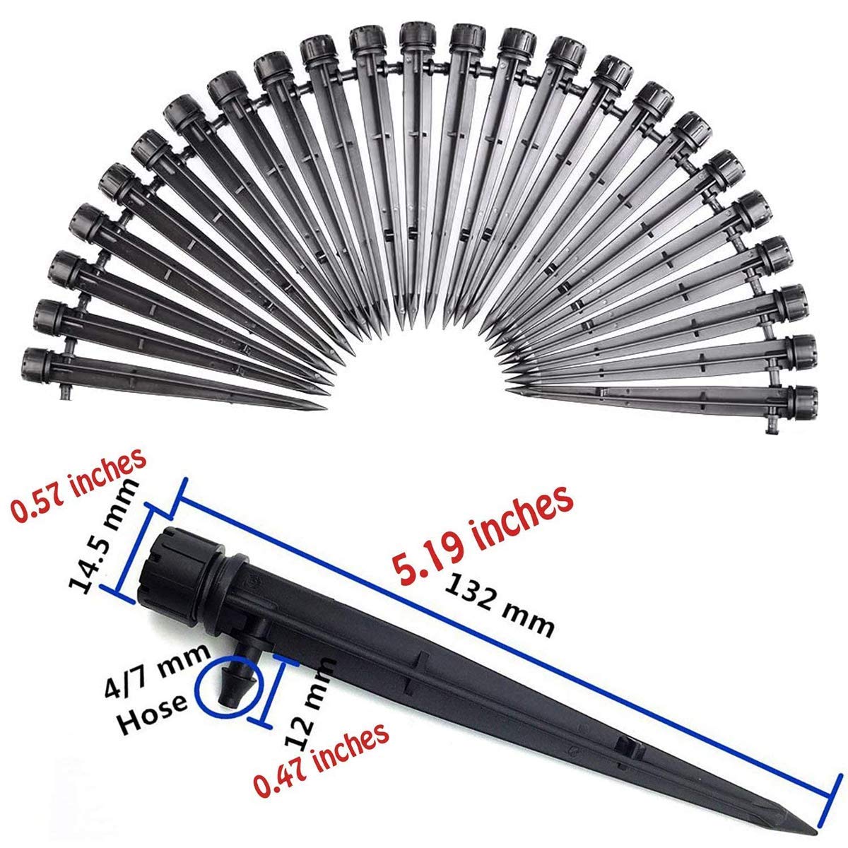 Thumbnail 2 de Tesmotor kit irrigazione a goccia 50 pezzi 360° regolabile, 8 fori per tubi da 4 mm/7 mm