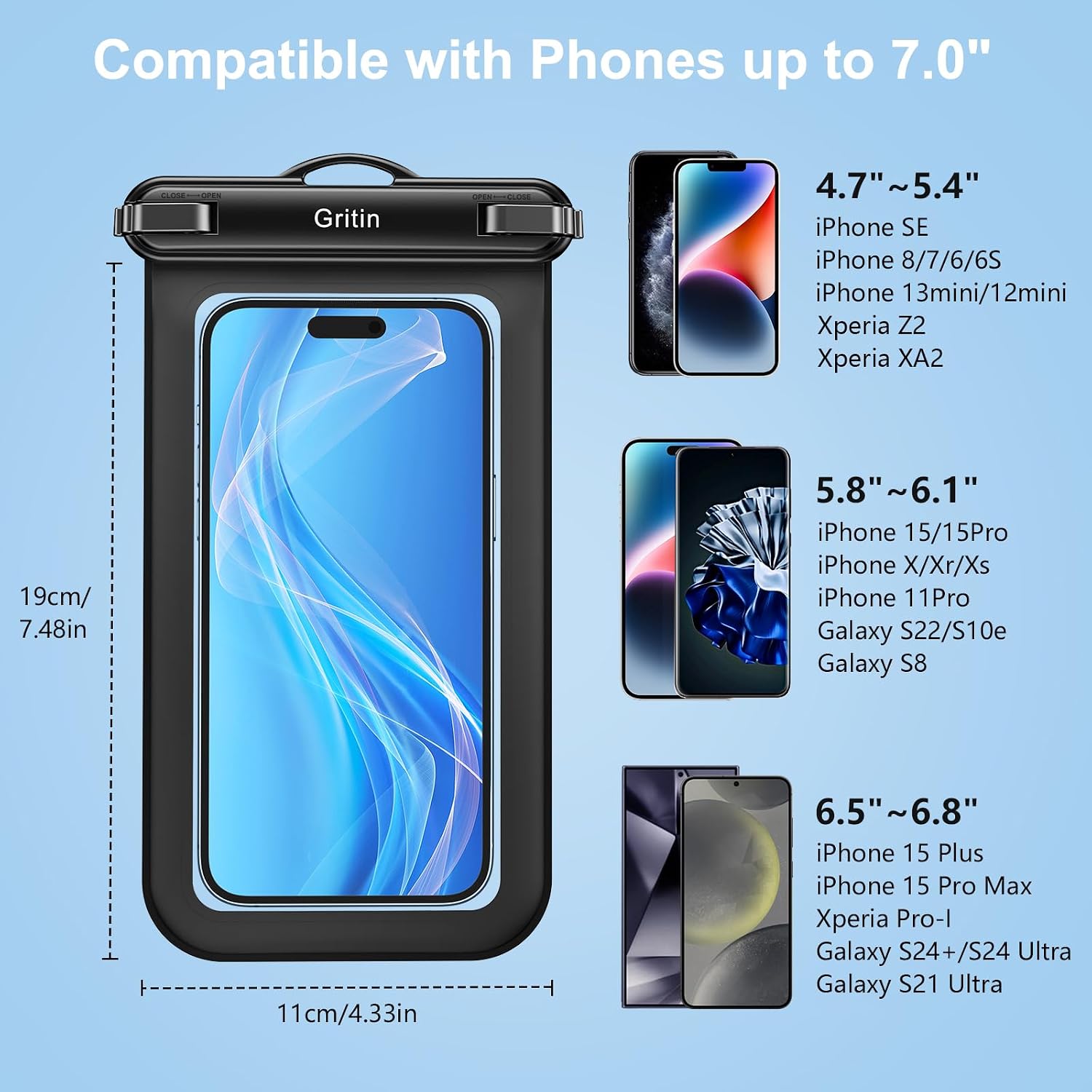 Thumbnail 4 de Gritin IPX8 Waterproof Phone Pouch 2 Pack