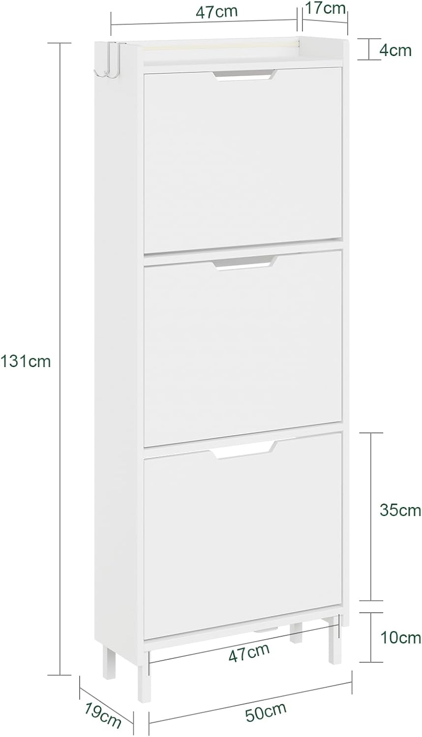 Detalle de SoBuy FSR151-H-E-W — Meuble Chaussure Entree blanc avec LED, 50 x 19 x 131 cm