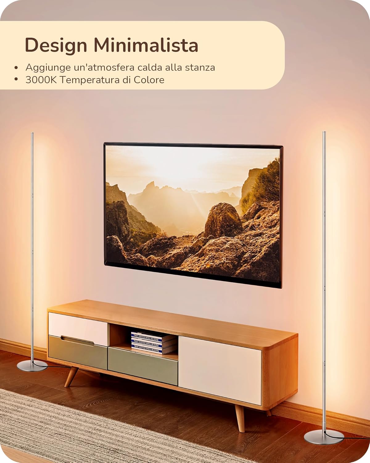 Thumbnail 2 de EDISHINE Lampada da Terra LED Dimmerabile con Interruttore a Pedale, 3000K, Argento