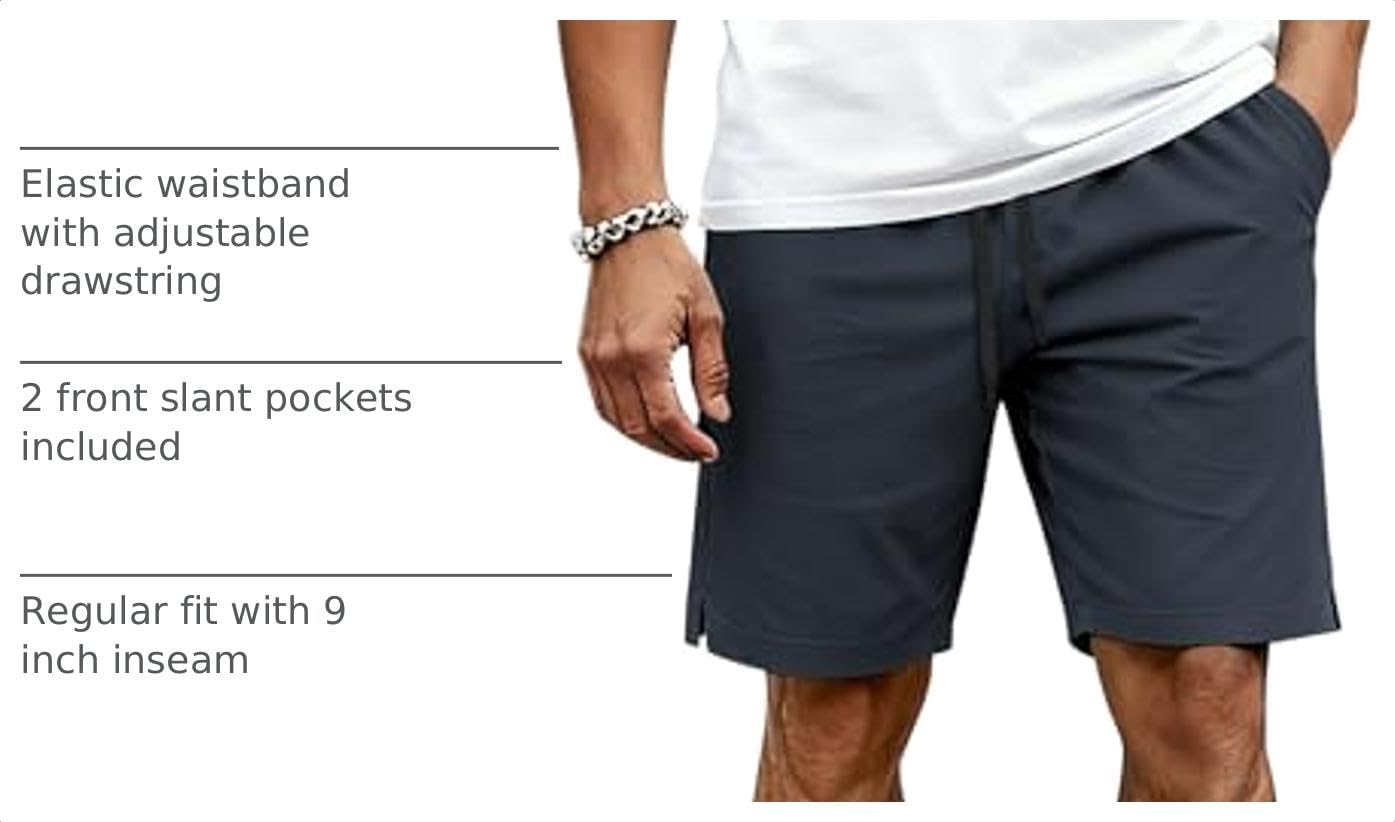Thumbnail 3 de COOFANDY Men's Casual Cotton Drawstring Shorts — 9" Inseam Chino Golf Shorts