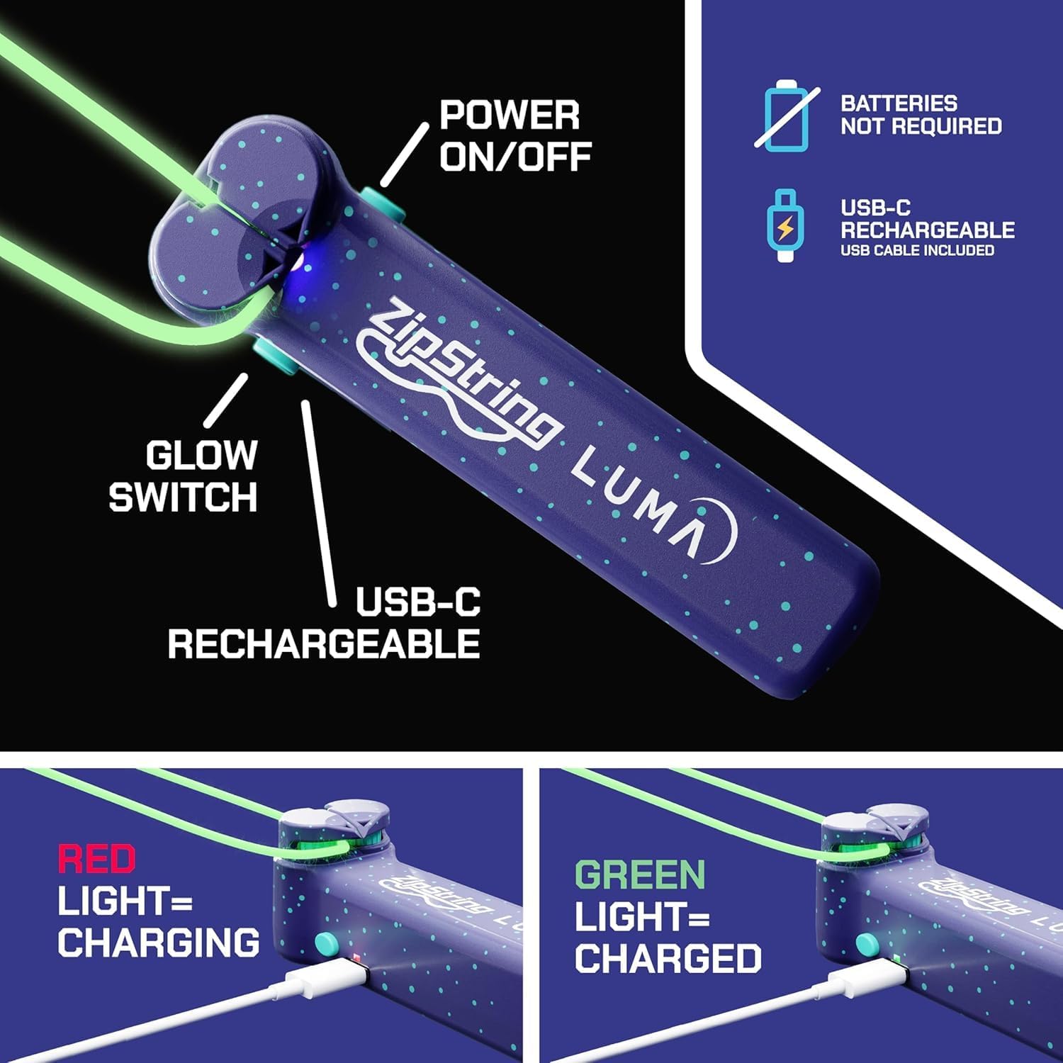 Detalle de ZipString Luma glow-in-the-dark toy LED