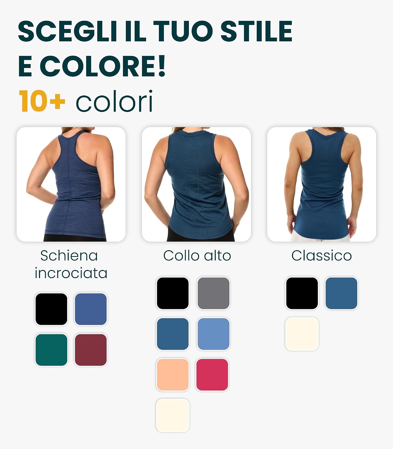 Detalle de Merino.tech Canotta Lana Merino Donna – Canottiera intima leggera e traspirante in lana merino 165 g/m²