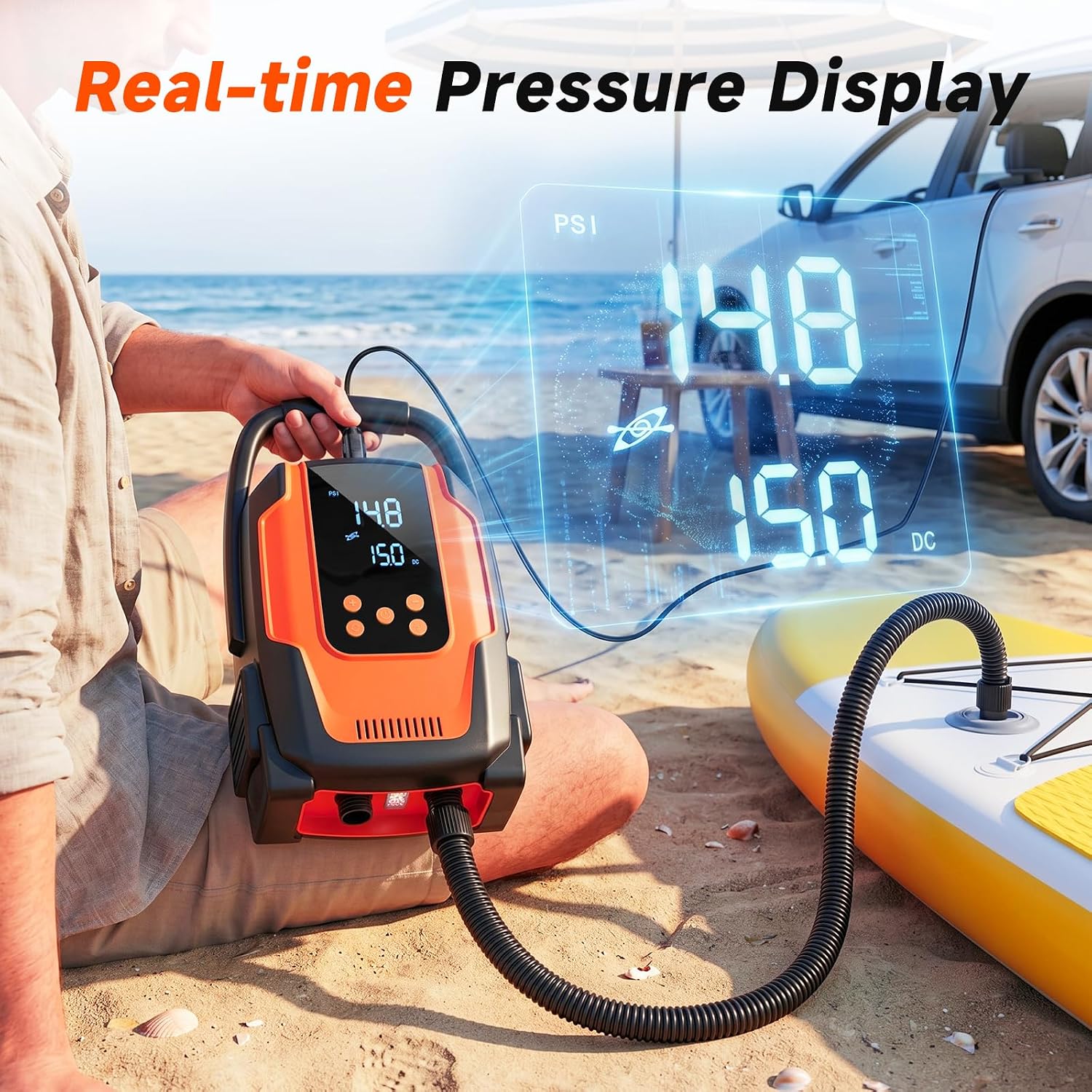 Thumbnail 4 de Paddle Board Electric Pump with Auto-Off, 50 PSI High-Pressure SUP Pump (12V DC)