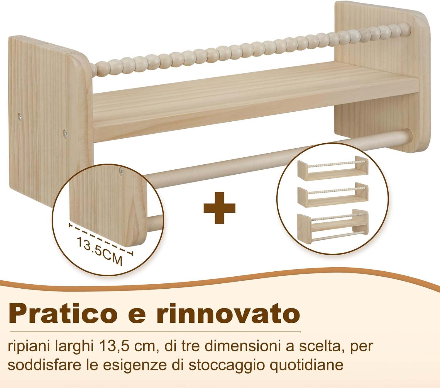 Thumbnail 3 de WOLTU librerie per bambini da parete in legno massello: set di 3 mensole 40 cm
