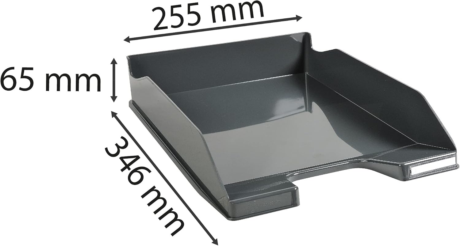 Thumbnail 1 de Exacompta 113207D – Lot de 6 corbeilles à courrier COMBO MIDI 34 x 25 x 6,5 cm, gris souris glossy