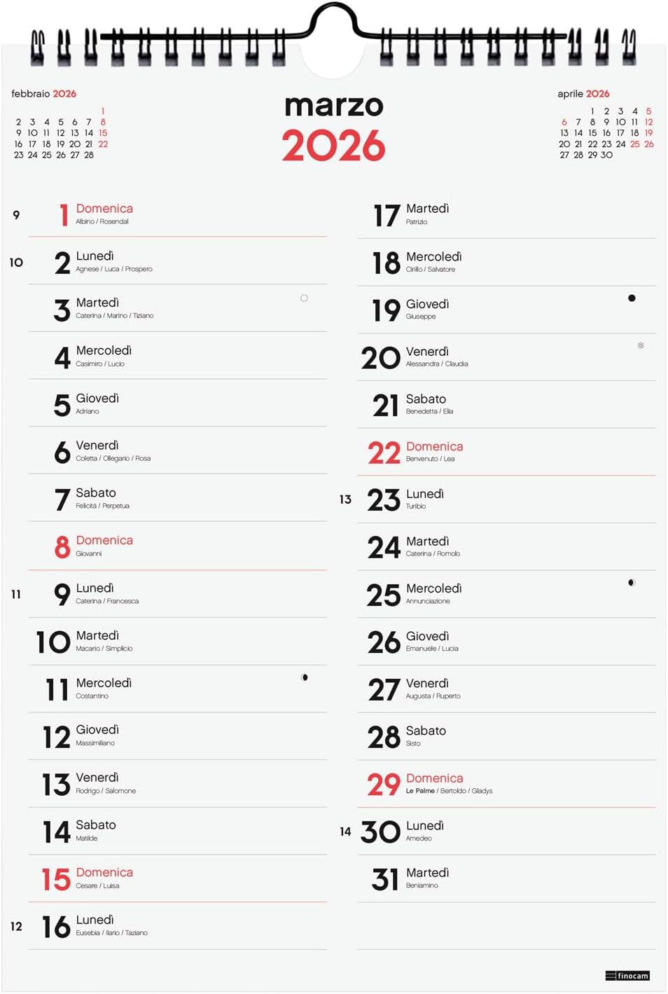 Detalle 1 de Finocam Calendario da parete 2026 12 mesi
