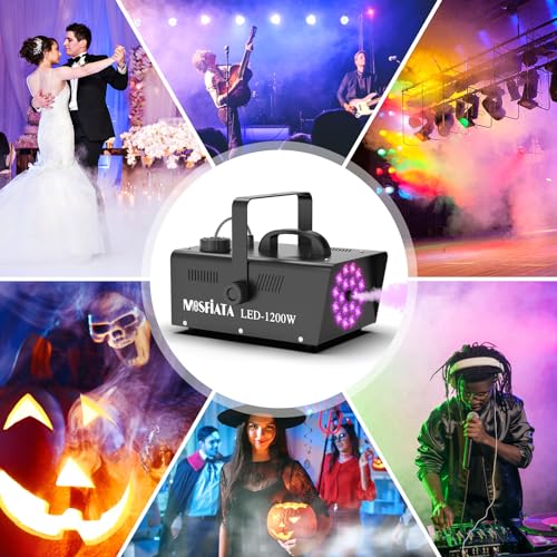 Detalle 2 de MOSFiATA Maquina de Humo Profesional 1200W con 18 LEDs RGB para Fiestas y Eventos