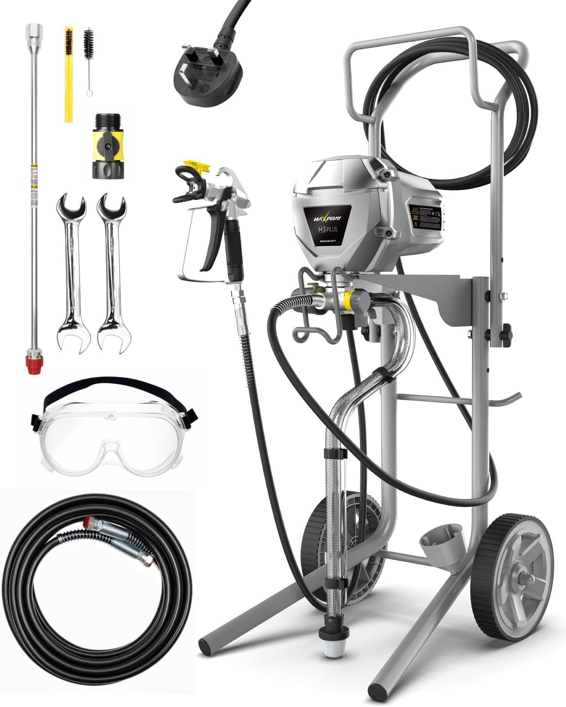 InoKraft MaXpray M3 Cart Airless Paint Sprayer (551W) – 227 bar max pressure, thinning-free for walls & ceilings