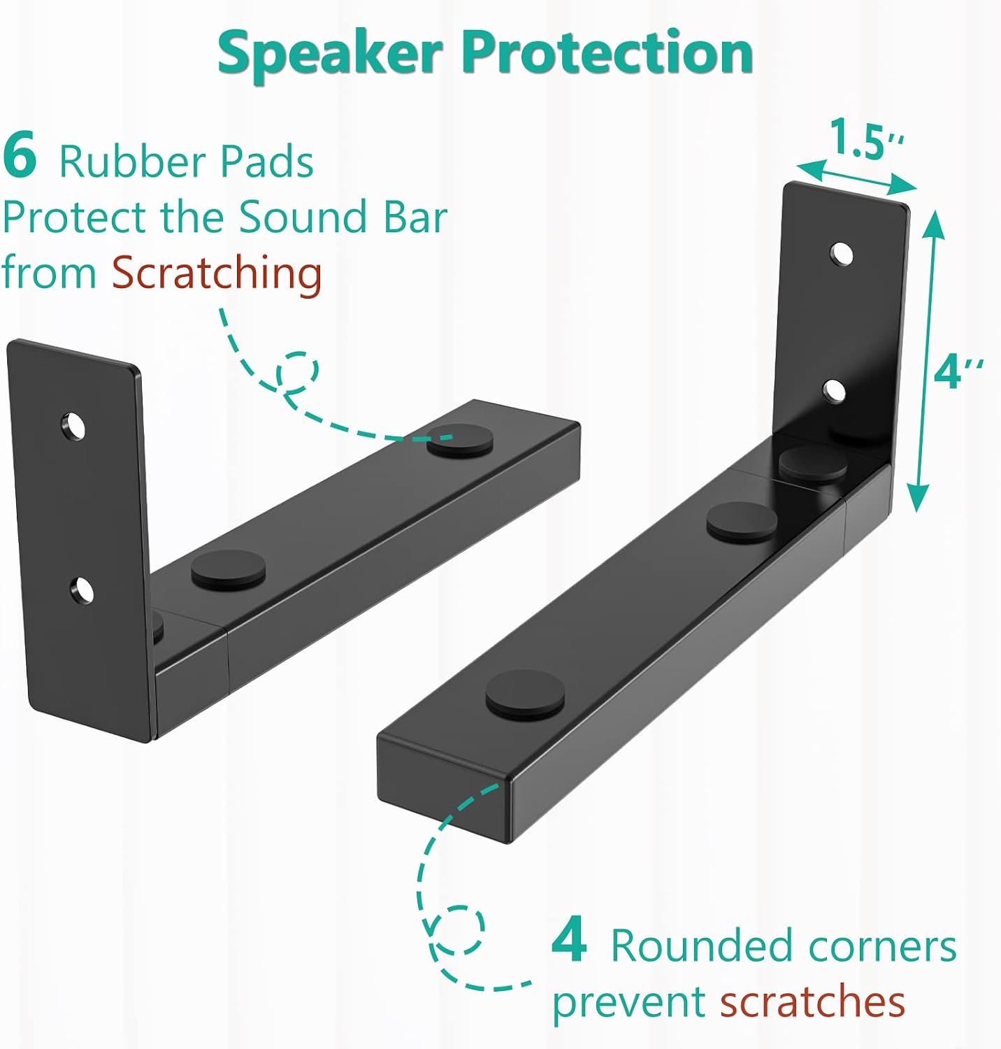 Detalle de WALI Center Channel Speaker Wall Mount SLK201 – Universal Bracket for Soundbars (Up to 13.6 kg)