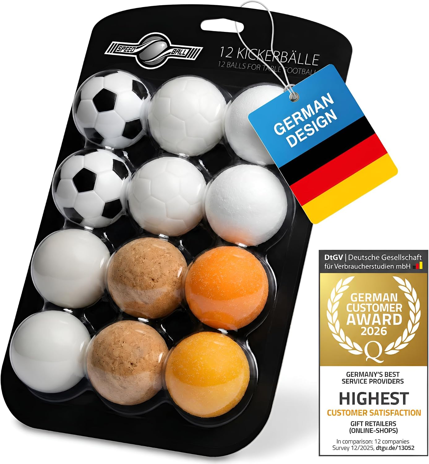 Detalle de GOODS+GADGETS 40990021 tafelvoetbalballen, 12 stuks, 35 mm, zes types