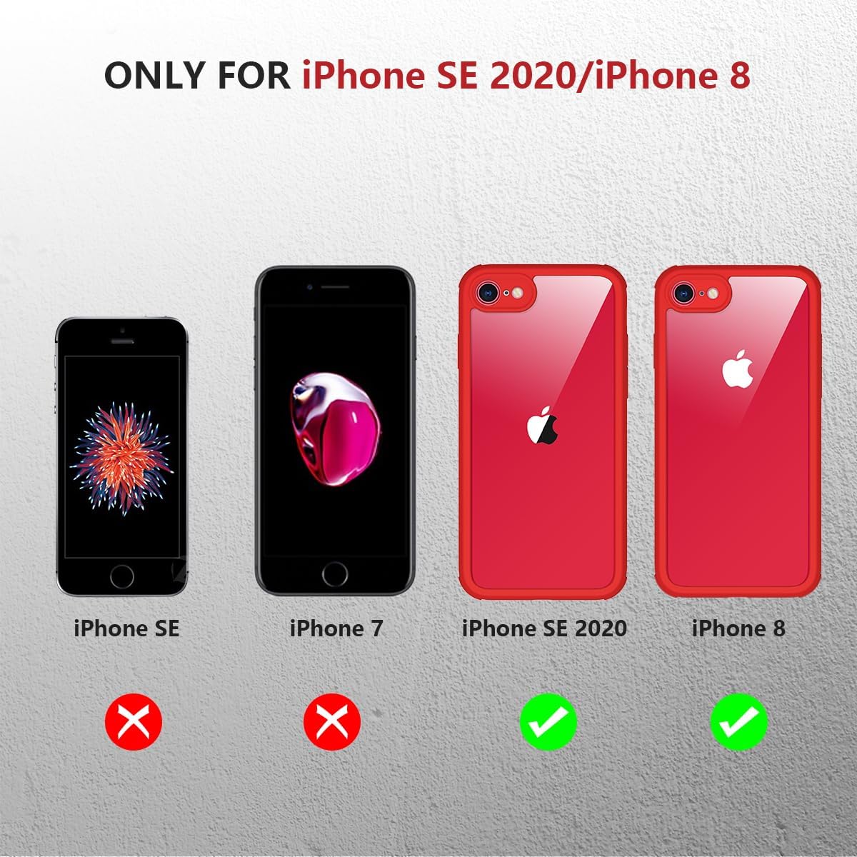 Thumbnail 6 de iPhone SE 2022/2020 Case with Built-in Glass Screen Protector – Red Bumper, Transparent Back