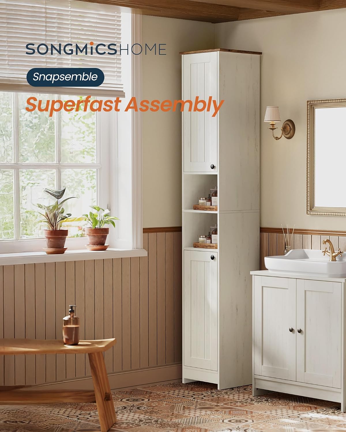 Detalle de SONGMICS Bathroom Storage Cabinet, 67-Inch Tall