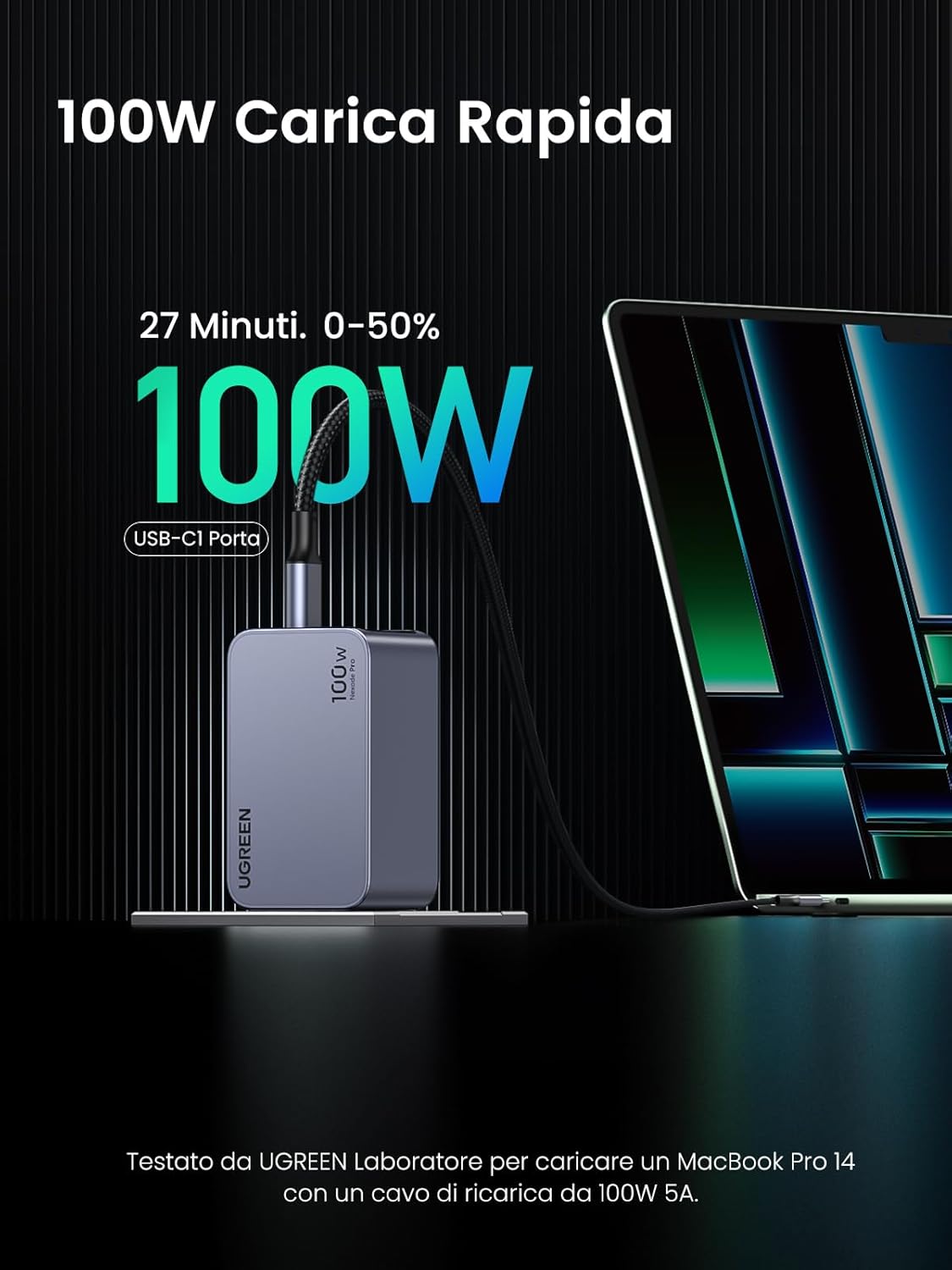 Thumbnail 1 de UGREEN Nexode Pro 100W caricatore USB-C GaN 3 porte (Nexode Pro)