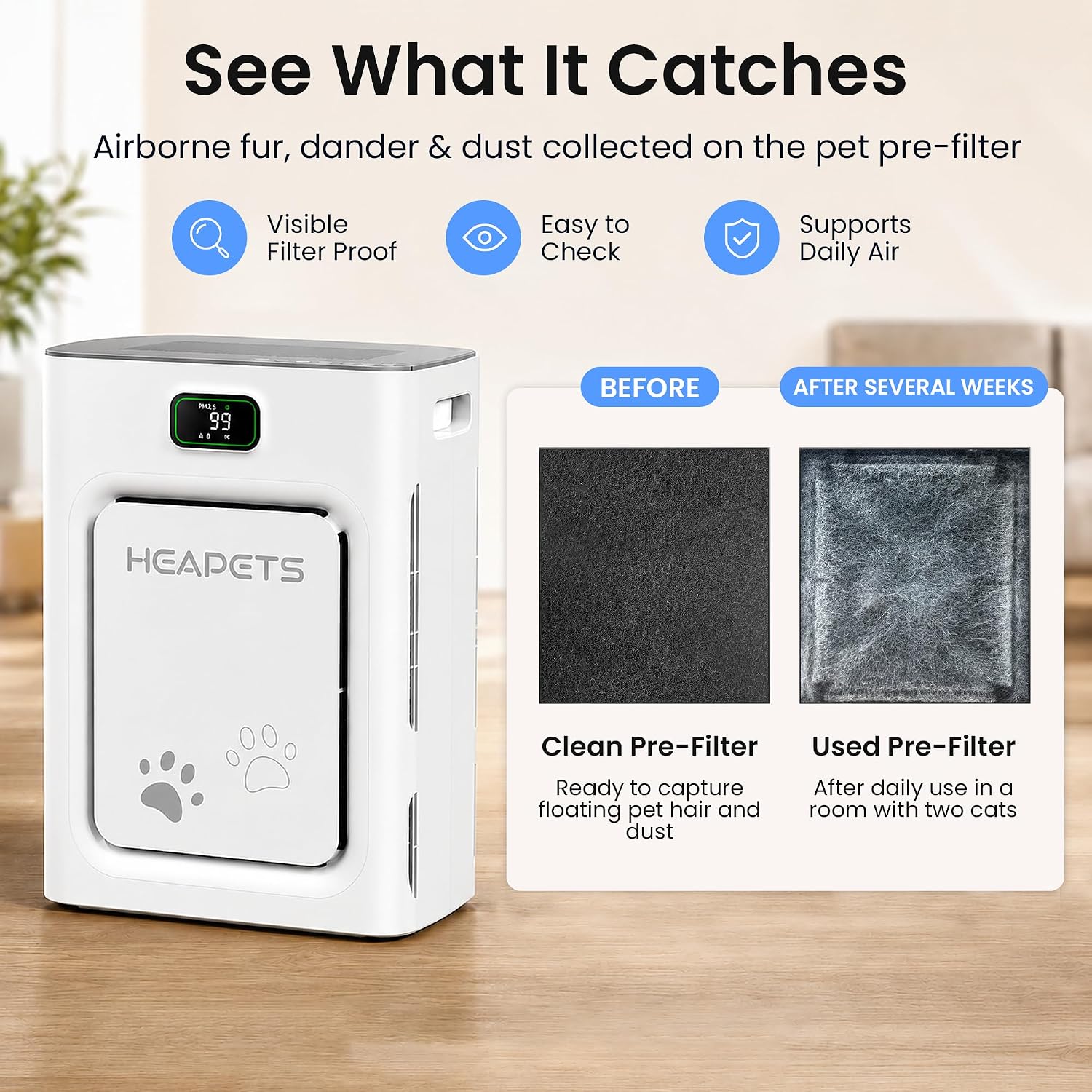 Thumbnail 2 de Pet Air Purifier 2500 sq ft PM2.5 Monitor 🏠