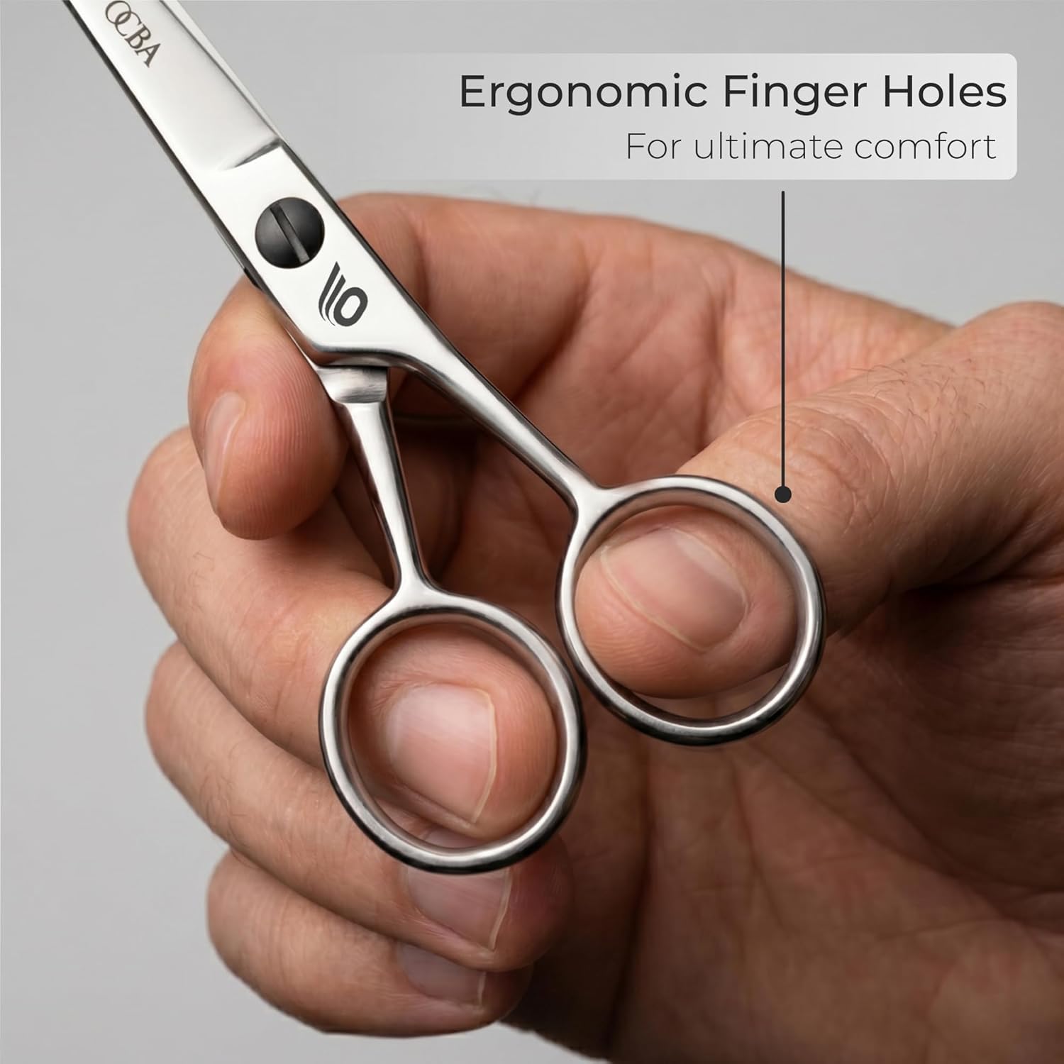 Detalle de OCBA Forbici professionali per baffi in acciaio inossidabile – rifinitura precisa per baffi, sopracciglia e barba (Argento)