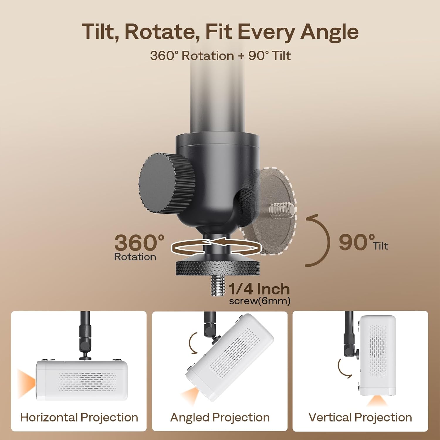 Thumbnail 2 de Aurzen Support de Plafond pour projecteur – Rotatif 360°, inclinable 90°, 9–15